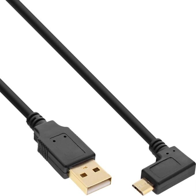 InLine® Micro-USB 2.0 kabel, USB-A male/Micro-B male haaks,gouden contacten,1.5m