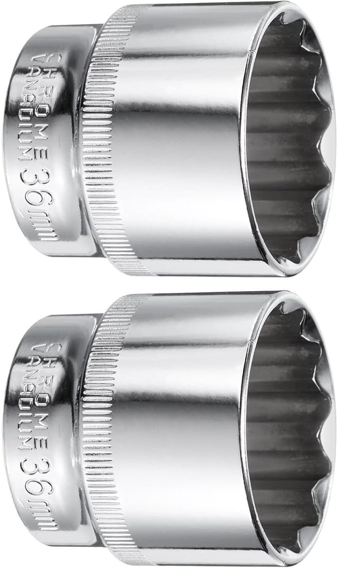 Dailygoods- Diepe Socket 36mm - 12 Punt - Chroom-vanadiumstaal - Heavy Duty - Verchroomd - Duurzaam ontwerp - Steeksleutel