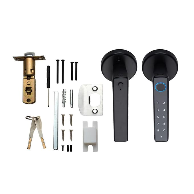 Wafu Smart Lock Keyless Entry Deurslot Handvat Wachtwoord Deurslot Tuya App Afstandsbediening BT zwart