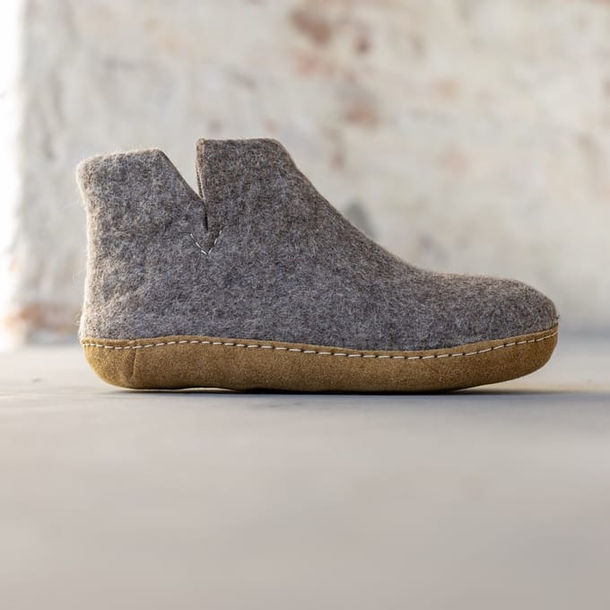 Vilten Hoge Heren Pantoffel Jado - Sesam - Maat 42 - Zachte Zool