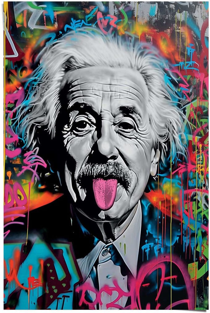 Poster Einstein Tongue - 91,5 x 61 - Papier - REINDERS