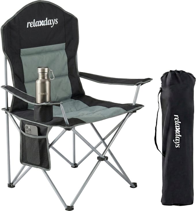 Campingstoel opvouwbaar - met tas en bekerhouder - zwart