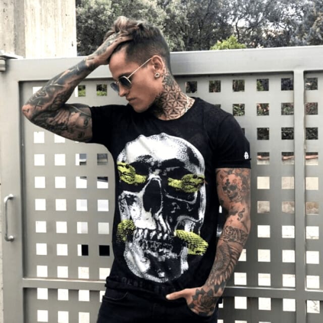 Skull Snake - Vette T shirt Mannen - 6326Z - Zwart
