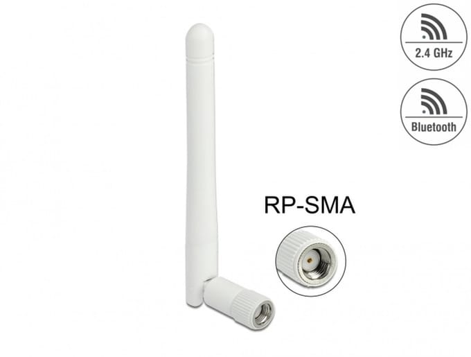 WLAN 802.11 b/g/n antenne RP-SMA-plug 2 DBI omnidirectioneel met kantelgewricht wit