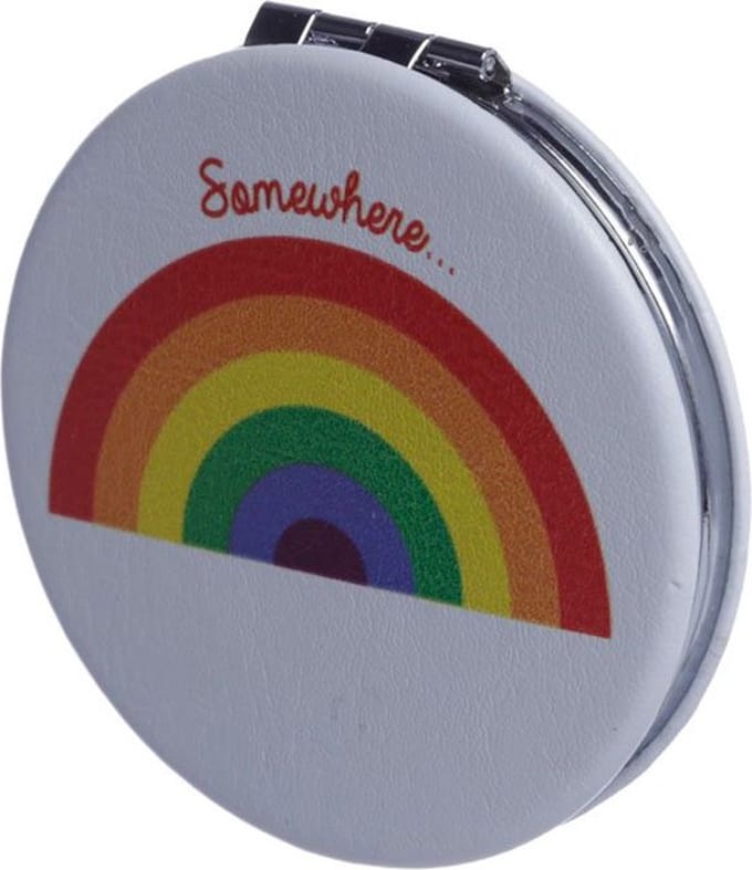 Regenboog Lederlook Make Up Spiegeltje