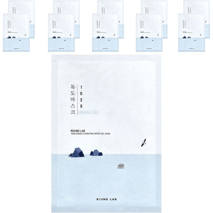 Round Lab, Masque Beauté Gel d'Eau Hydratant 1025 Dokdo, 10 feuilles, 30 ml chacune white