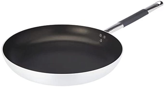 Plat Aluminium Kookpan met Roestvrijstalen Handgreep - 32 cm