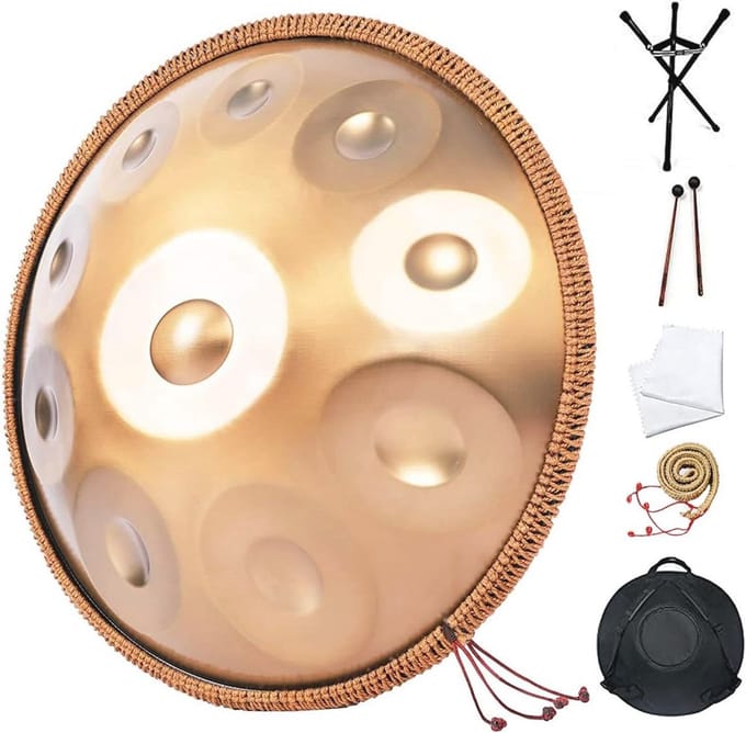 Handpan Drum 10 Noten D Klein 22 Inch met Houder en Accessoires