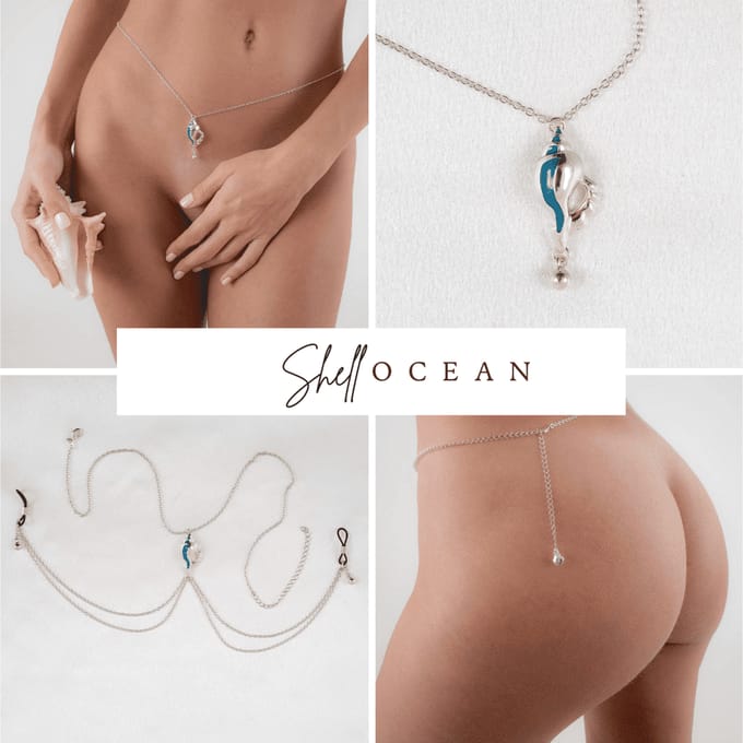 Sylvie Monthulé | Silver Belly Chain Set | Shell Ocean size L size L