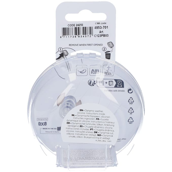Difrax LOVI Fopspeen Dynamisch - Prime - 0 tot 6 Maanden - Lichtblauw & Navy - 2 Stuks