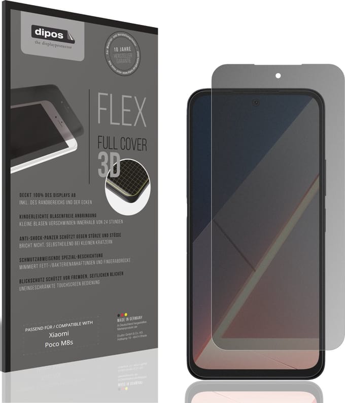dipos FLEX – Matte Privacy Screenprotector geschikt voor Xiaomi Poco M8s | Volledige Schermbescherming | Case-Friendly