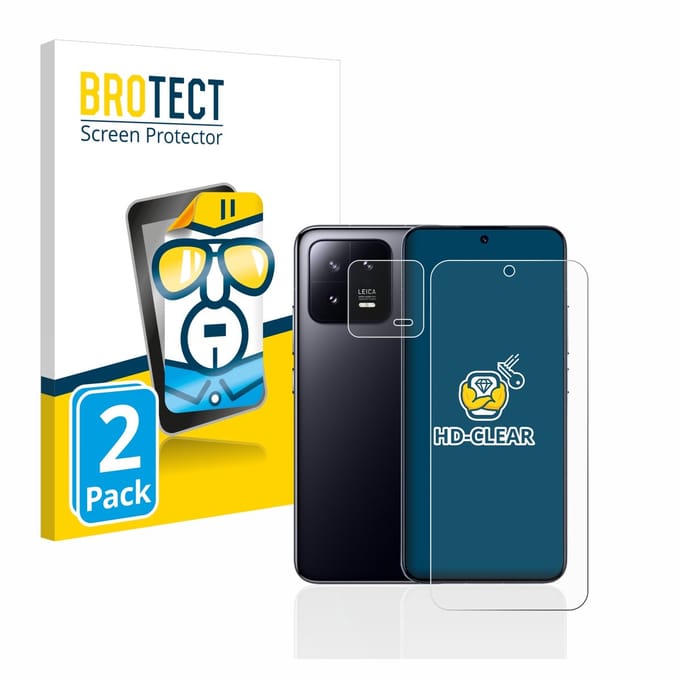 BROTECT - Screenprotector voor Xiaomi 13 (Voor+Camera) - Folie Beschermfolie transparant 2 Stuks