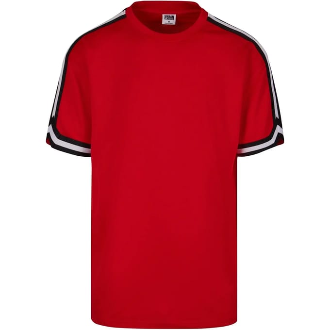 Urban Classics - Oversized Stripes Mesh Heren T-shirt - M - Rood