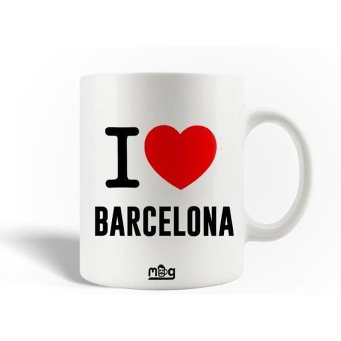 Mug en Céramique - I Love Barcelona - 30cl - Blanc - Compatible Lave-Vaisselle - Rond