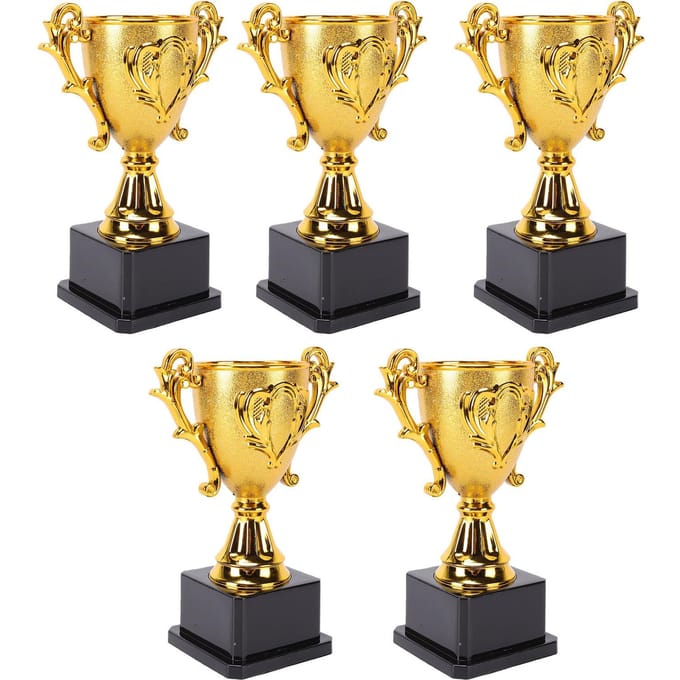 5 PIÈCES Coupe Dorée avec Base Noire Trophées de Récompense Coupe de Championnat pour Compétitions Sportives Match de Ligue