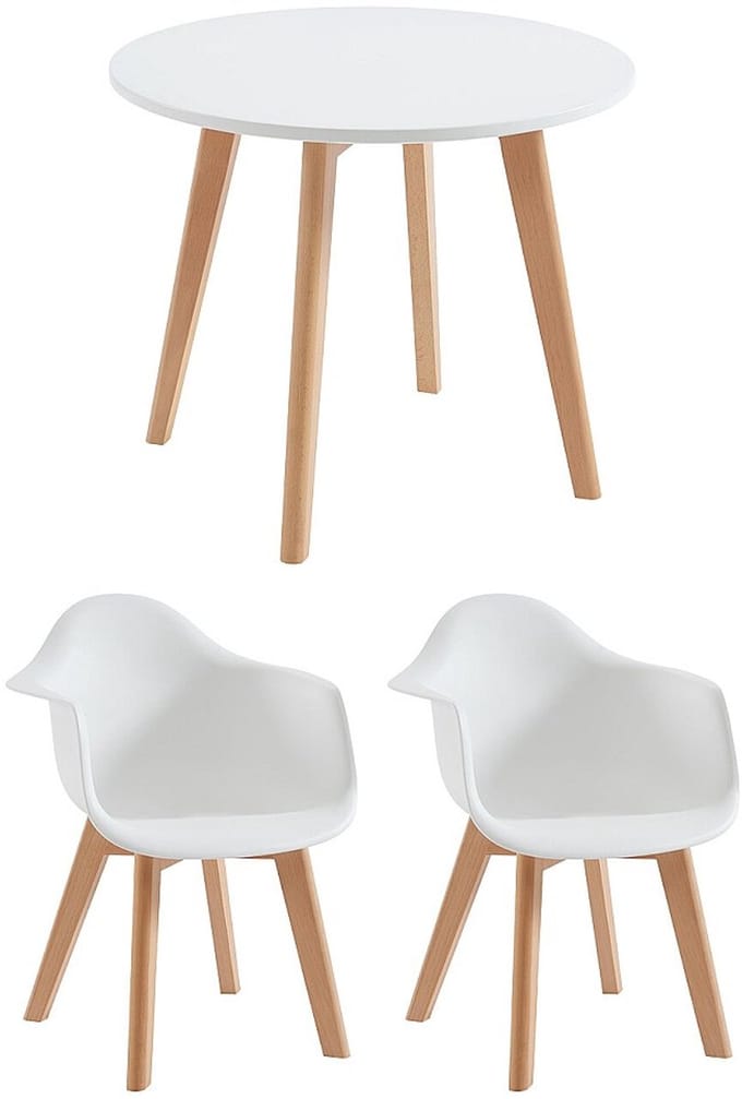 Vente-unique Set van kindertafel LOULOUNE + 2 stoelen POUPINETTE - Wit