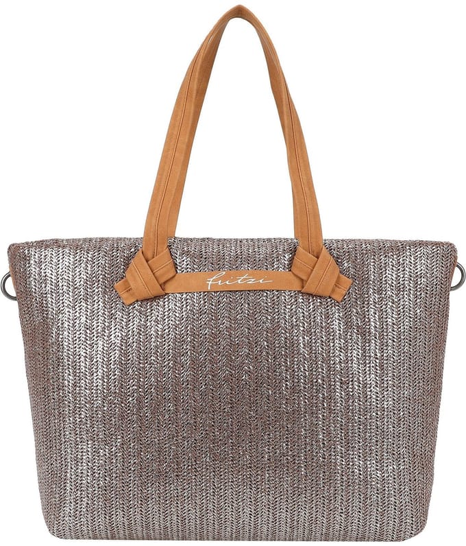 Fritzi aus Preußen shopper schoudertas Cloud Shopper Big Limited Painted Straw Nut brons