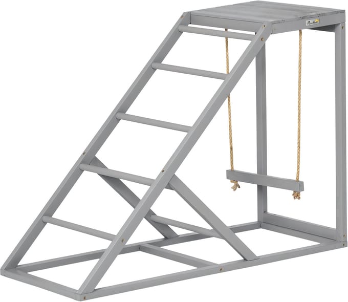 PawHut Kippen Speelrek - Vurenhout - 96x40x71cm - Grijs