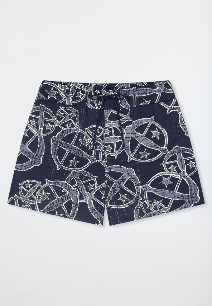 Korte statement broek met print in blauw - SCHIESSER 150 Years 34