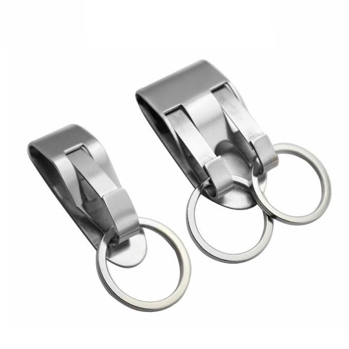 Porte-clés en acier inoxydable avec clip de sécurité pour ceinture B gray
