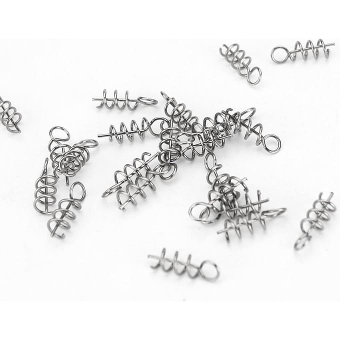 50 stuks/partij Spring Lock Pin Crank Hook Fishing Connector RVS Wartels & Snap Soft Bait white