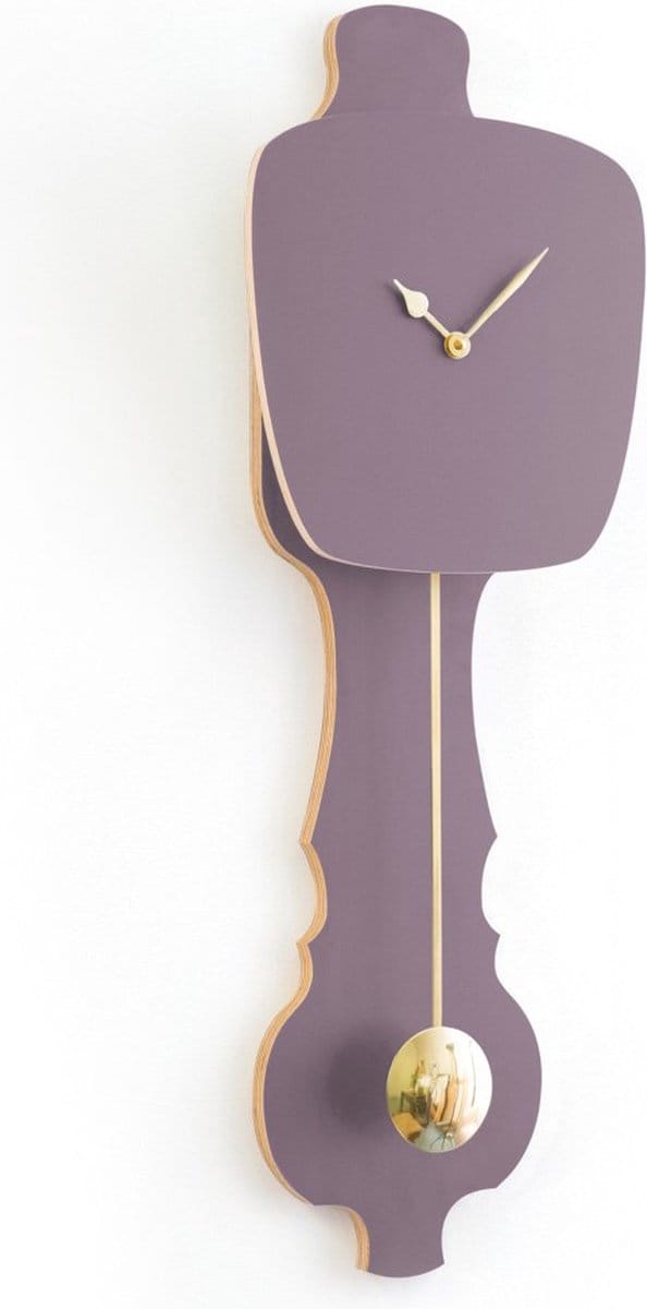 KLOQ Wandklok Lavendel Grijs & Glimmend Goud maat L