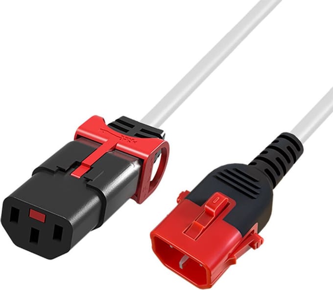 ACT Netsnoer C13 IEC Lock+ - C14 IEC Lock Dual Locking wit 0,5 m, PC3606 AK5506
