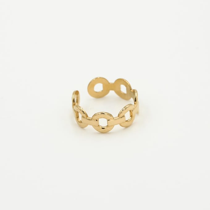 Michelle Bijoux - Verstelbare ring - Stainless Steel - Ronde schakels - Gold