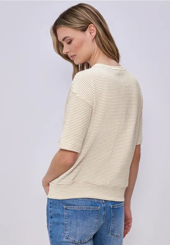 Shirt met korte mouwen en gestructureerde strepen
