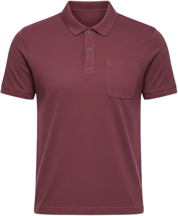 OMBRE Polo - Regular Fit - Katoen - Korte Mouw Bordeaux M
