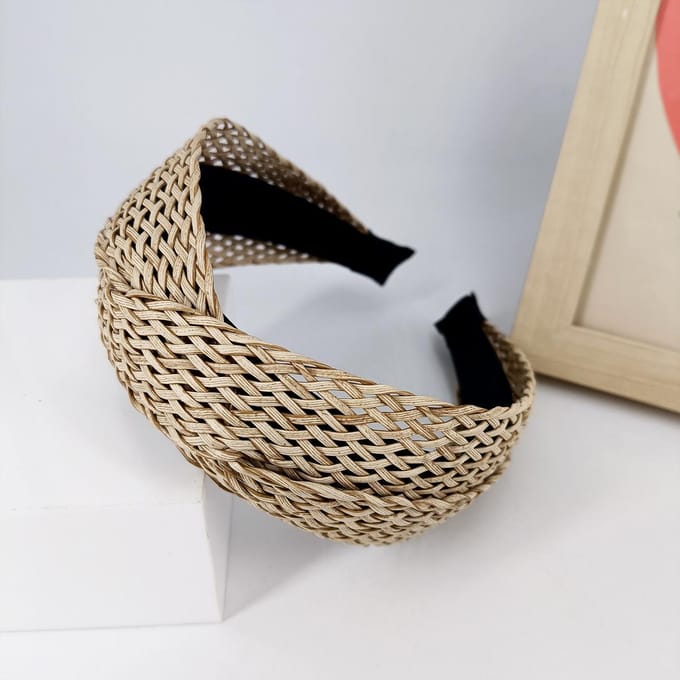 Brede Kruis-Holle Mesh Stof Hoofdband Vlecht Hoofdband black