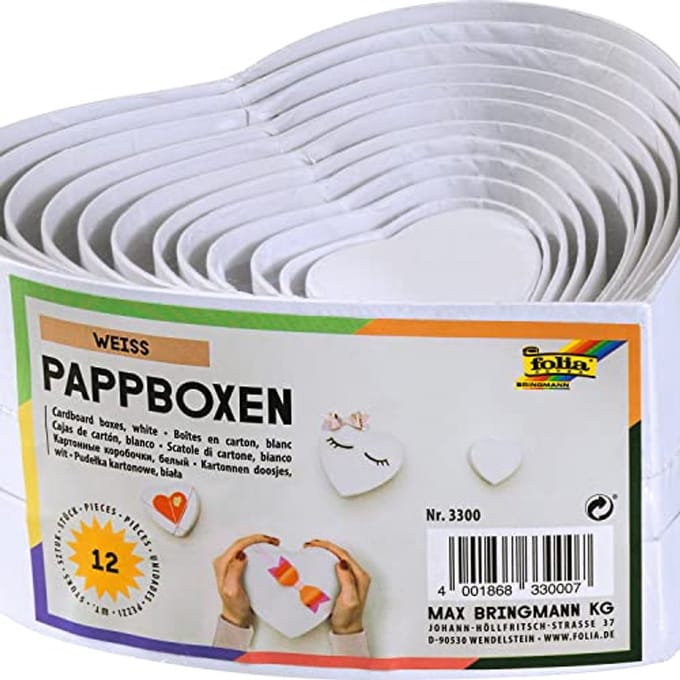 Hartvormige Geschenkdozen - 12 Stuks in Verschillende Maten - Wit Karton - Voor Cadeaus en Decoraties