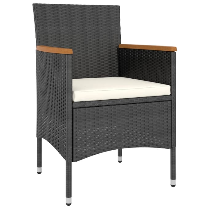 vidaXL - 5-delige - Tuinset - poly - rattan - en - gehard - glas - zwart