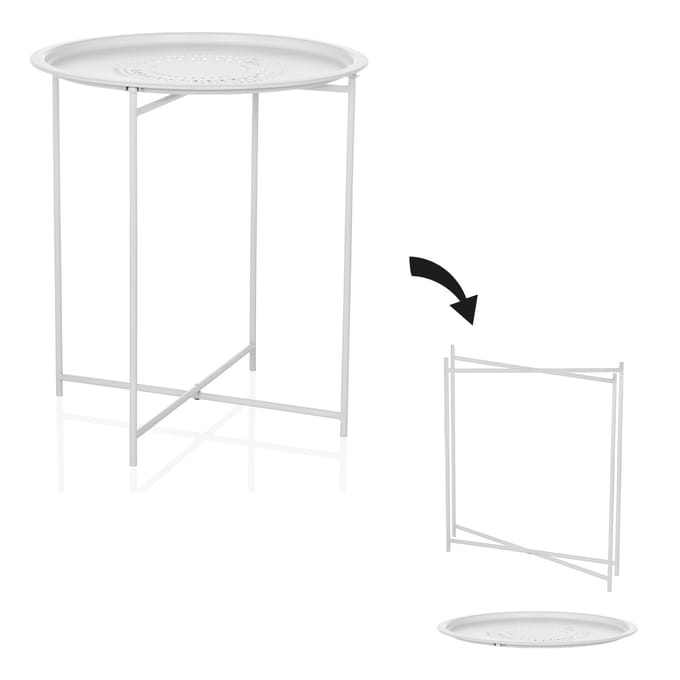 Bijzettafel / salontafel / sofatafel ALLRUND metaal wit hjh LIVING