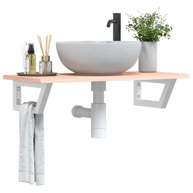 vidaXL - Badkamer - wandschap - staal - en - massief - eikenhout