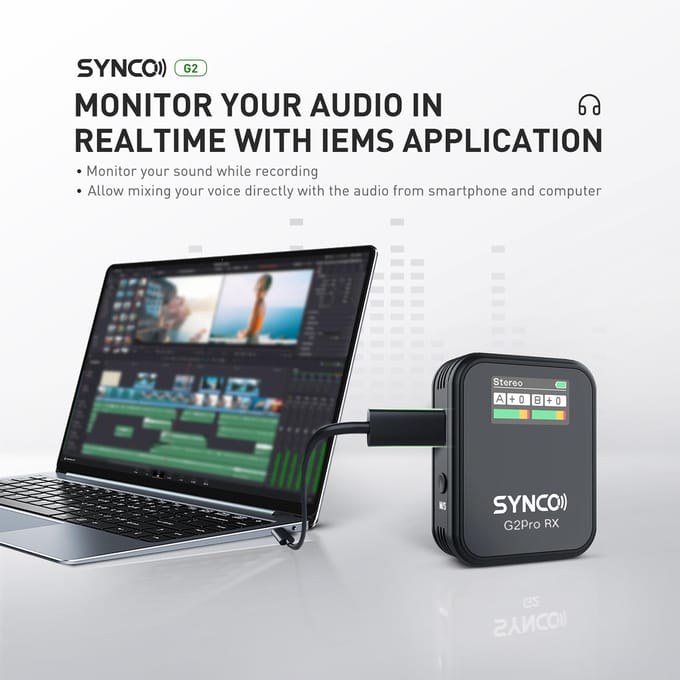 SYNCO G2A1 Pro Draadloos Microfoonsysteem met 1 Ontvanger & 1 Microfoons 200M Zenderbereik 6 1 Receiver & 1 Microphone zwart