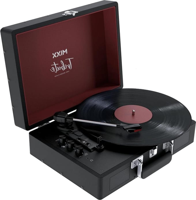 Stereo Vinyl Platenspeler Met Ingebouwde Luidsprekers Zwart