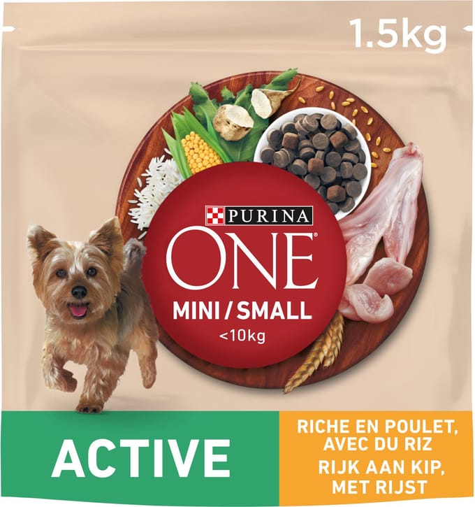 6x One Hondenvoer Mini Dog Active Kip en rijst | 1.5 KG