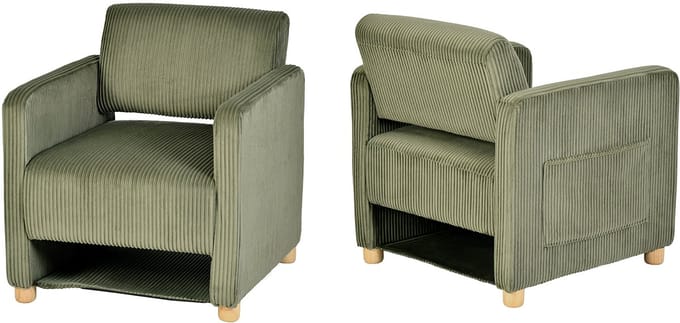 Fauteuil - Set Van 2 Ribfluweel Rubberhout poten - Groen