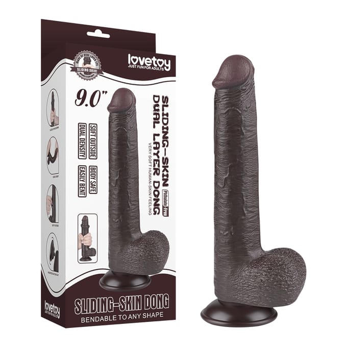 LoveToy - Aftrekbare dildo 22 cm (Ø 3,7 cm) - Zwart