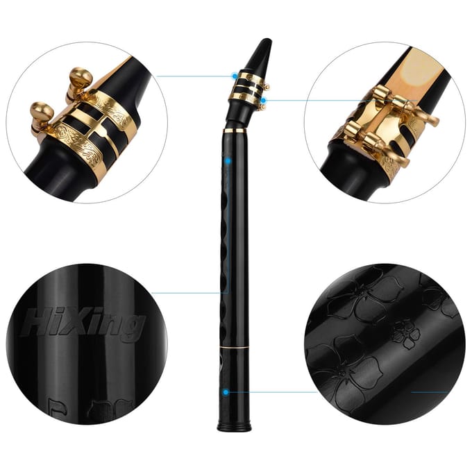 HiXing C Key Mini Pocket Saxofoon Sax ABS Materiaal met Mondstukken 10 stks Riet Draagtas zwart