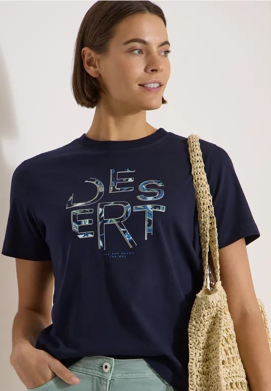 Shirt met ronde hals en opdruk aan de voorkant