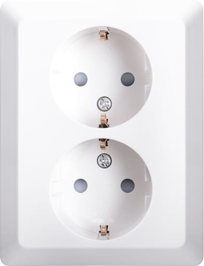 ION V1/j1 inbouw contactdoos polar wit 2-voudig randaarde