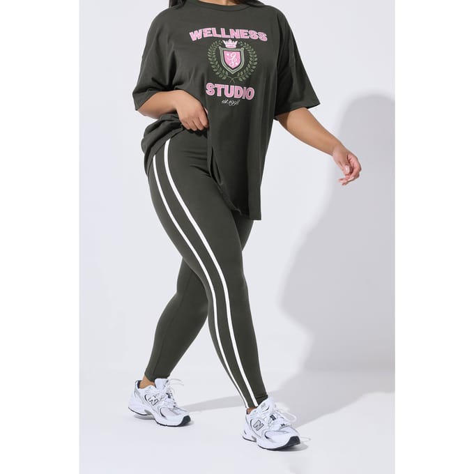 Yours Active Grijze Legging Met Zijstreep Size 48