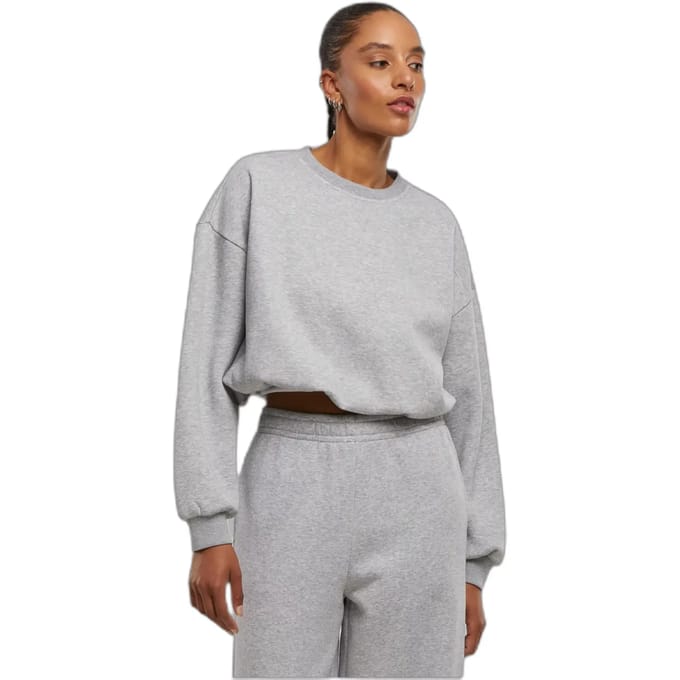 Urban Classics - Cropped Gathered Sweater/trui - L - Grijs
