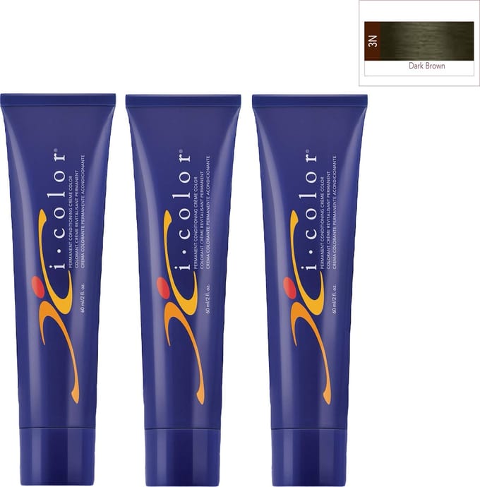 ISO i color Permanent Conditioning Crème Color 60ml 3N Dark Brown x 3 tubes