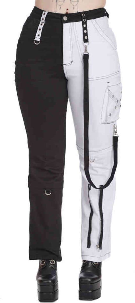 Banned - Azrael Half & Half Broek rechte pijpen - S - Zwart/Wit