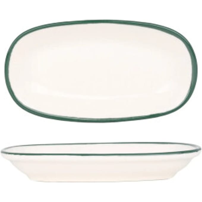 Rinart Serveerschaal - Green Edge - Porselein - 16x9 cm - set van 2