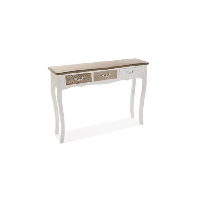 Meuble d'entrée - VERSA - Ailen - Console 3 tiroirs - Bois MDF - Marron et blanc blanc