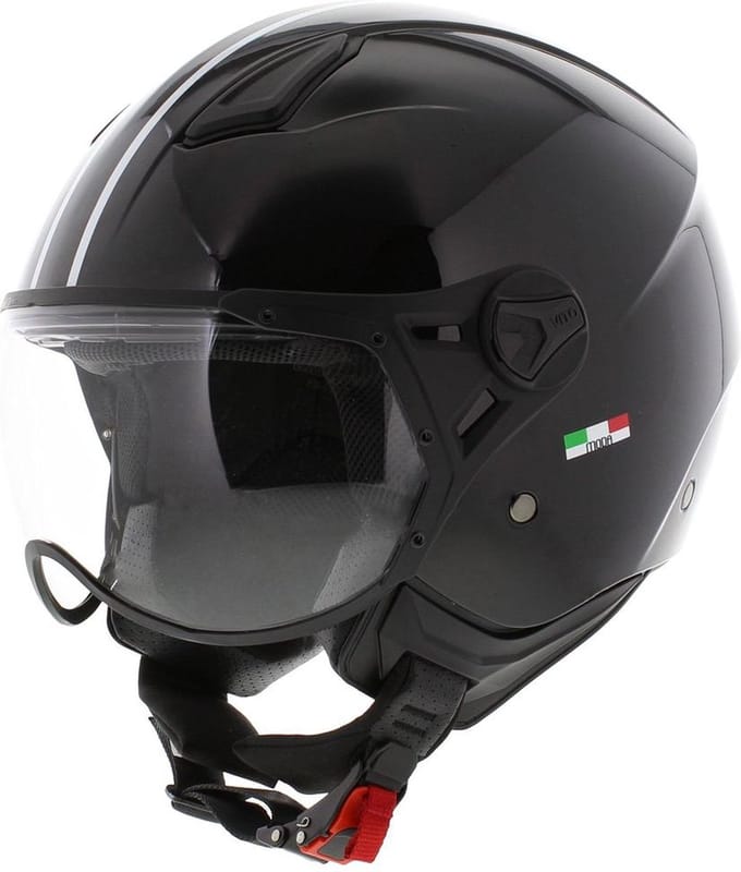 Vito Moda jethelm glans zwart XS - scooterhelm snorfietshelm